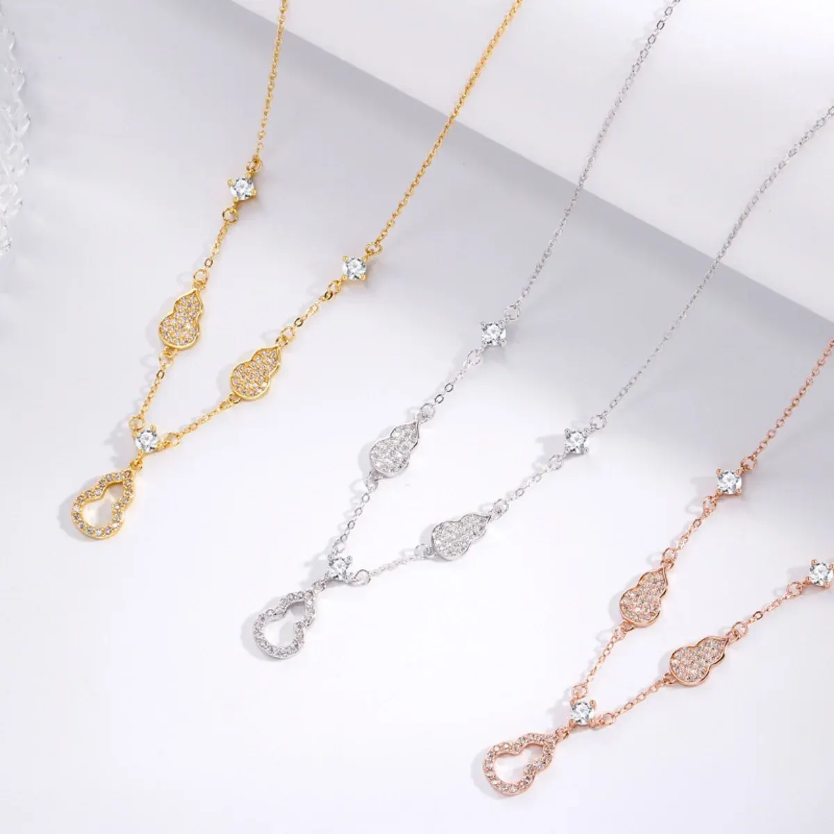 925 Sterling Silver Zircon Gourd Necklace