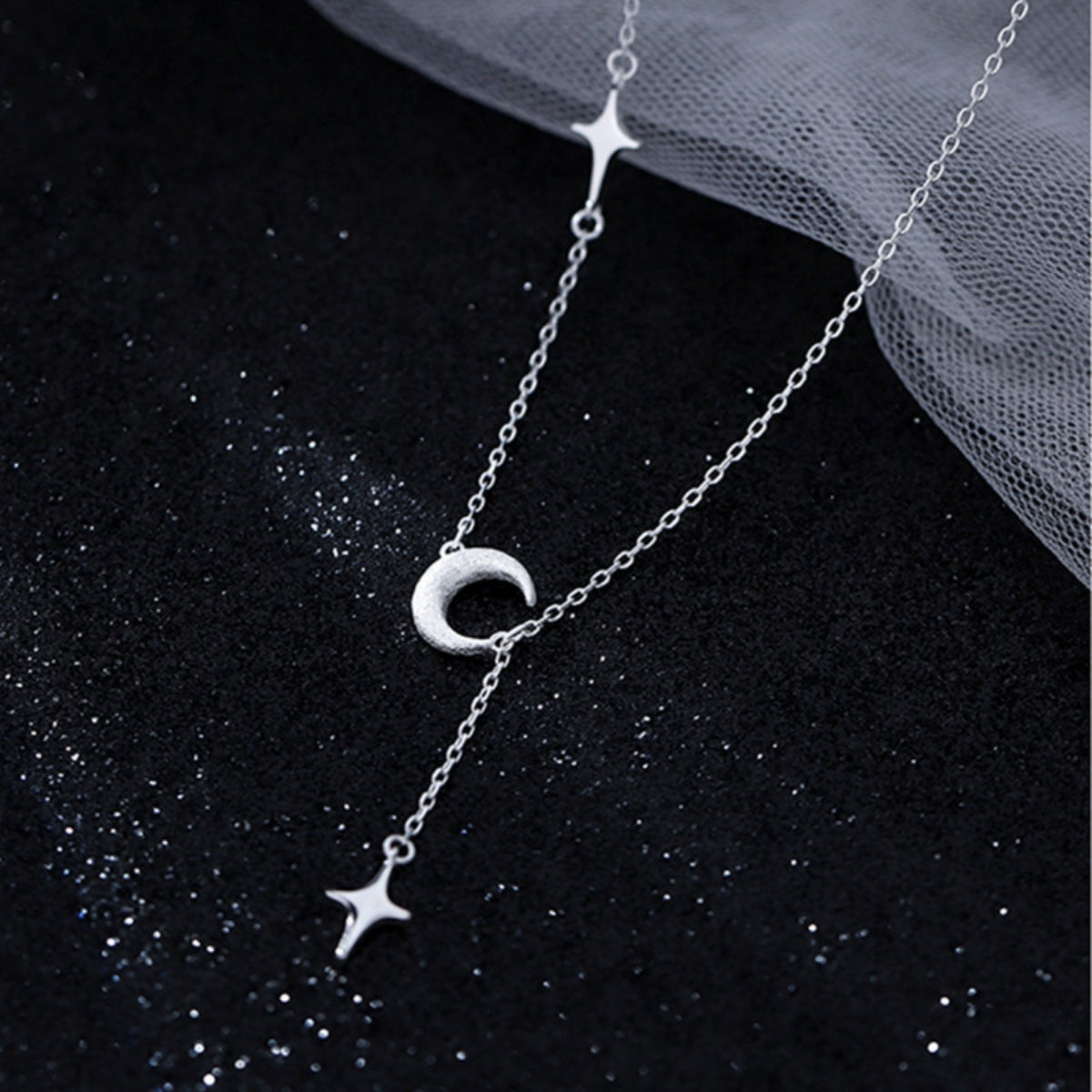 STAR JEWELRY スタージュエリーWG Moon Necklace 925 Sterling Silver Star Moon Necklace – Elsfree