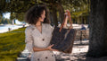 Classic Leather Zipper Shoulder Bag - Everyday Laptop Work Tote