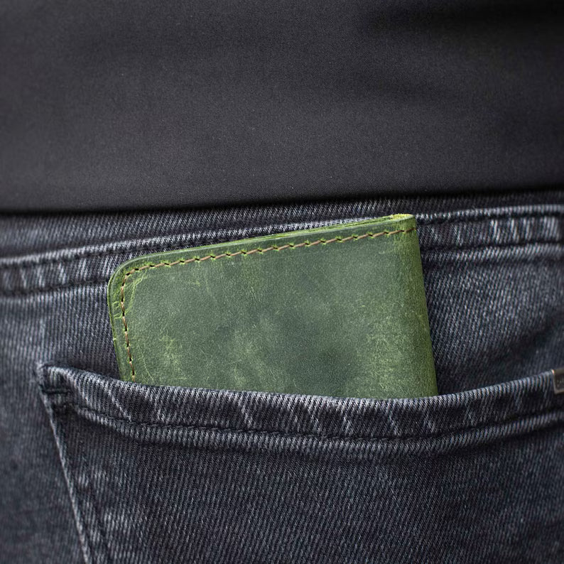 Leather Vertical Wallet | Slim Bifold Front Pocket Card Holder