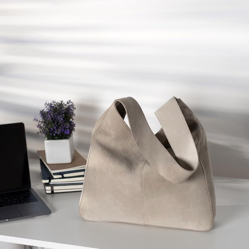 Genuine Suede Hobo Shoulder Bag Stylish, Practical, & Versatile Everyday Bag
