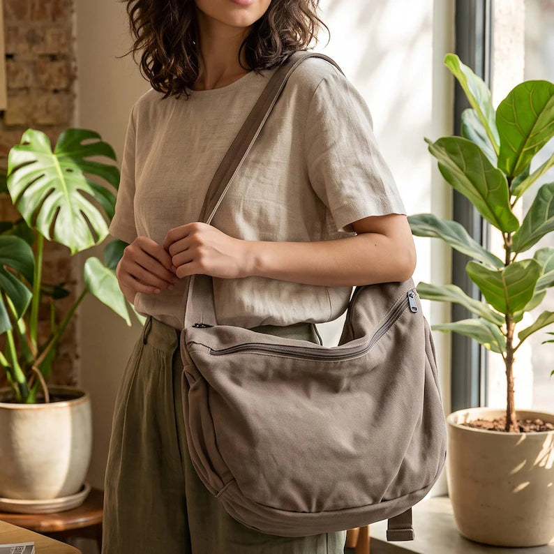 Casual Canvas Travel Sling Bag - Multi-Color Crossbody Purse