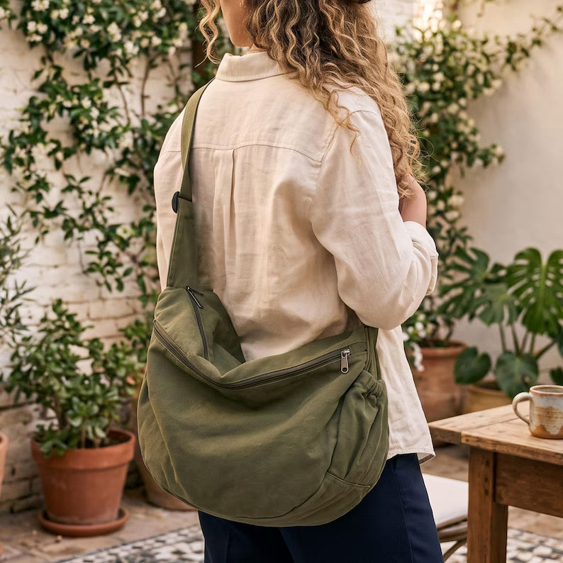 Casual Canvas Travel Sling Bag - Multi-Color Crossbody Purse