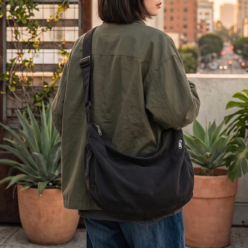 Casual Canvas Travel Sling Bag - Multi-Color Crossbody Purse